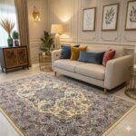 فرش دستباف  قالیچه چله ابریشم گل ابریشم پرده‌ای حسنی اصفهان