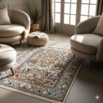 فرش دستباف چله ابریشم گل ابریشم عمادی اصفهان