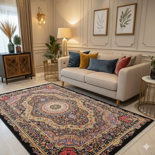 فرش دستباف چله ابریشم لچک ترنج ساوه