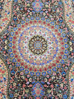 فرش دستباف چله ابریشم لچک ترنج ساوه - تصویر 3