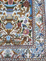 فرش دستباف چله ابریشم گل ابریشم عمادی اصفهان - تصویر 3