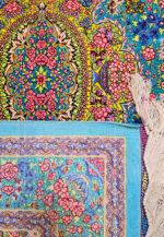 فرش دستباف تمام ابریشم 70رج قواره زرع و نیم طرح تاج - تصویر 7