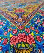 فرش دستباف تمام ابریشم 70رج قواره زرع و نیم طرح تاج - تصویر 6