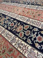 فرش دستباف 6 متری چله ابریشم گل ابریشم 50 رج قواره قالیچه قم (جفت) - تصویر 4