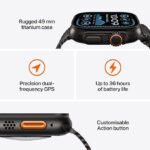 ساعت هوشمند اپل مدل Ultra 2 Black Titanium Case Trail Loop 49mm - تصویر 8