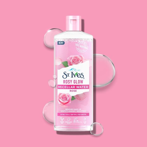 میسلار واتر روشن‌کننده و طراوت‌بخش St. Ives مدل Skin Rosy Glow مناسب پوست کدر